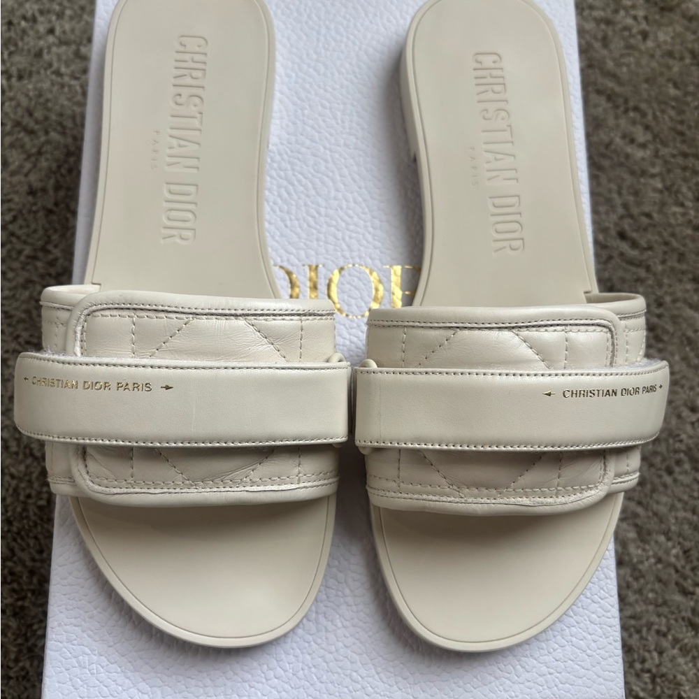 Dior Cream Slide Sandals
